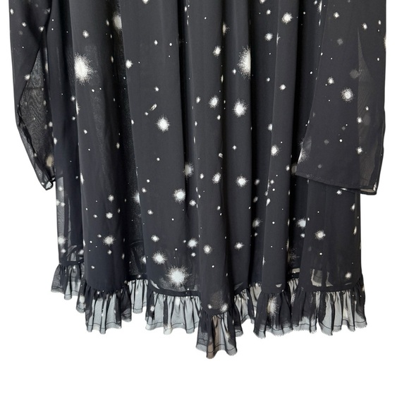 Victoria's Secret XL Black Starry Sheer Chiffon Long Sleeve Dress Party Cocktail - Picture 4 of 11